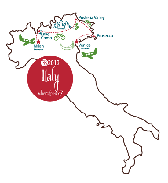 Bikes Boats and Boots map Italy