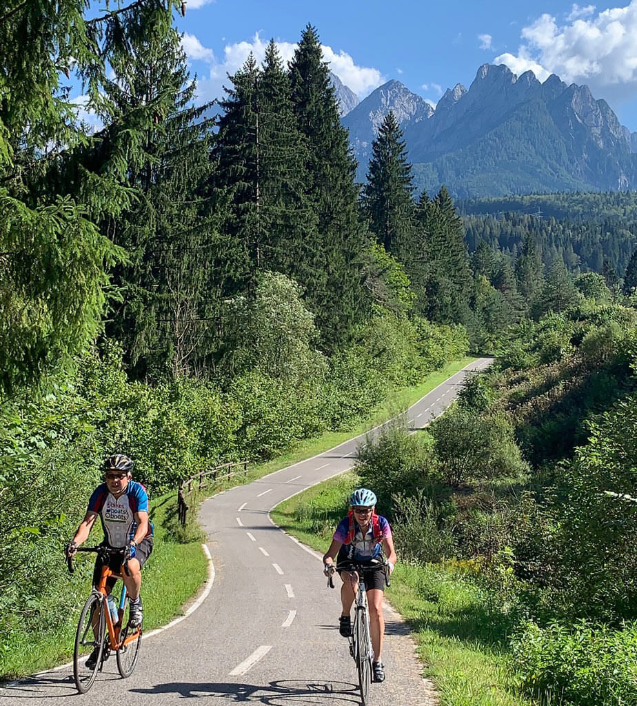 Biking on paved bike trail in Slovenia